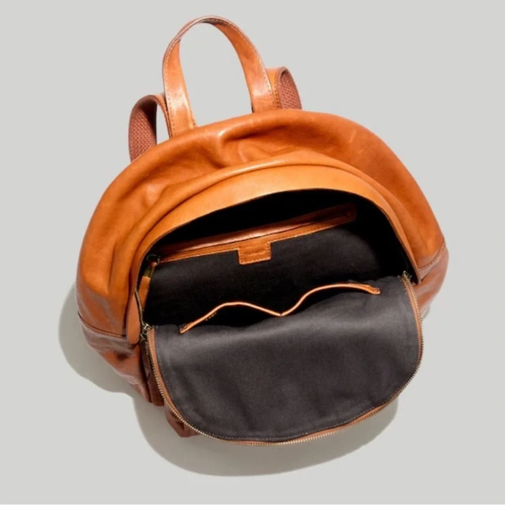 Madewell Lorimer English Saddle Leather Backpack, Cognac Brown, - Picture 4 of 7